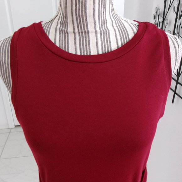 Lillusoxy Stretchy Burgundy Wine Sleeveless Front Tie Ruched Wrap Dress M - Picture 5 of 13